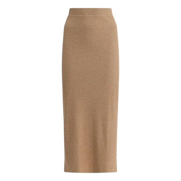 Express Tan Ribbed Knit Skirt, Sz L - Picture 3 of 4